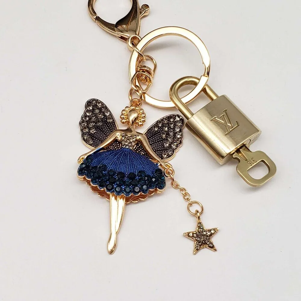 LV Gold Padlock 🔑 Authentic Louis Vuitton Charm + Unbranded Fairy Keychain